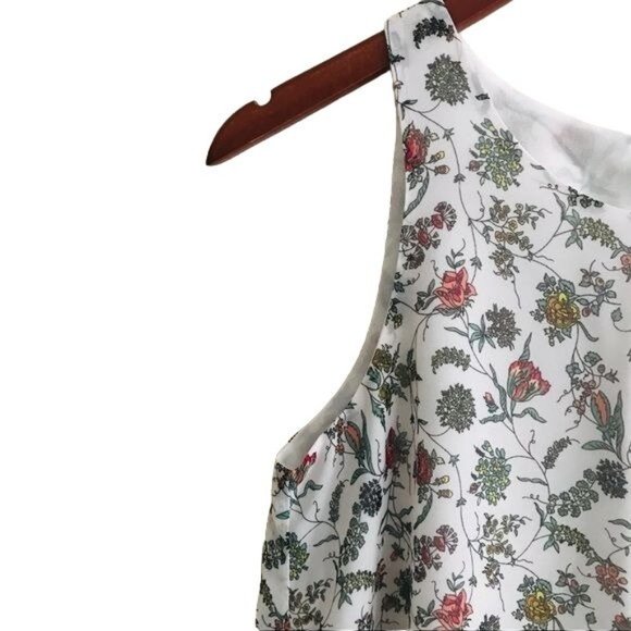 Max Studio Flowy Boho Floral Tank Top White Multicolor Sleeveless Size Small - Picture 6 of 8